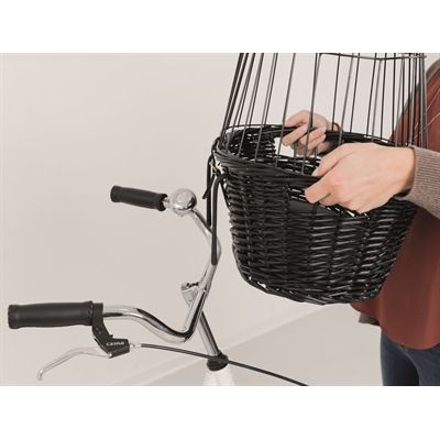 Trixie Wilgen Fietsmand Voorop Zwart Met Kussen En Kap