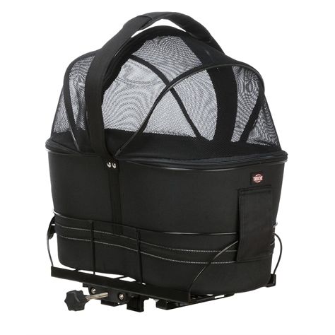 Trixie Fietsmand Achterop Zwart Met Kussen En Kap