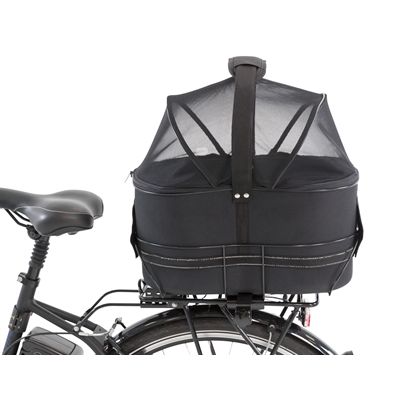 Trixie Fietsmand Achterop Zwart Met Kussen En Kap