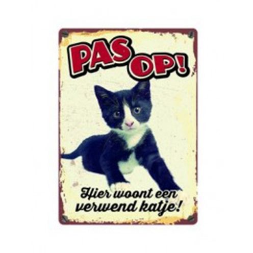 Plenty Gifts Waakbord Blik Verwend Katje