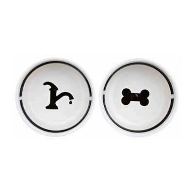 Trixie Voerbak / Drinkbak Set Eat On Your Feet Wit / Zwart