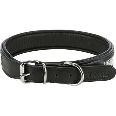 Trixie Halsband Hond Active Comfort Met Strass Steentjes Leer Zwart