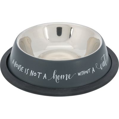 Trixie Voerbak Kat Rvs Anti Slip Grijs