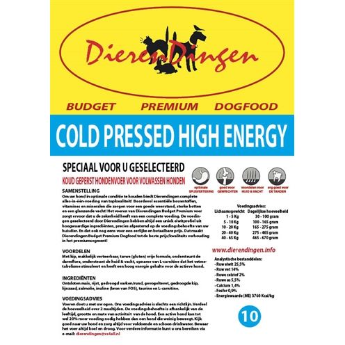 Merkloos Budget Premium Dogfood Cold Pressed High Energy