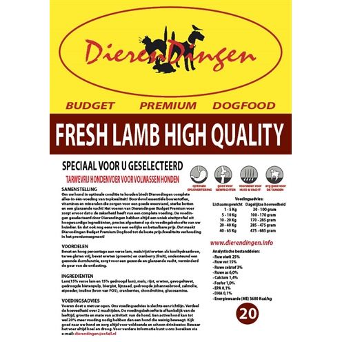 Merkloos Budget Premium Dogfood Fresh Lamb High Quality