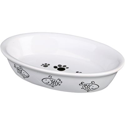 Trixie Voerbak / Waterbak Ovaal Poot- / Vismotief Keramiek Assorti