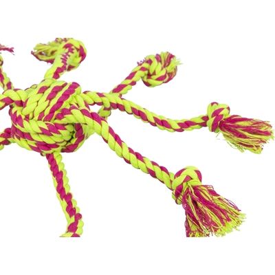 Trixie Touwspeeltje Met Ingevlochten Bal Lime/Magenta