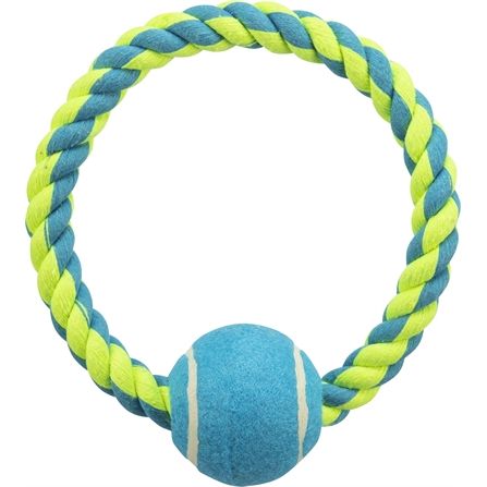 Trixie Touwring Met Tennisbal Lime/Blauw
