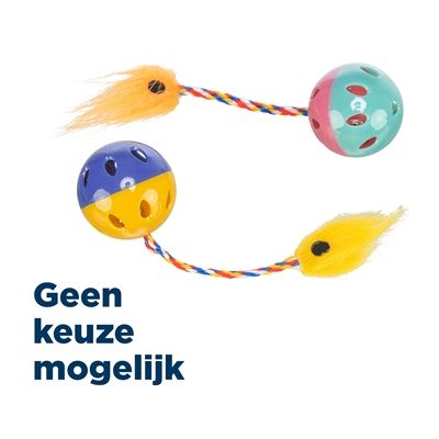 Trixie Set Ratelballen Met Staart Kunststof Assorti