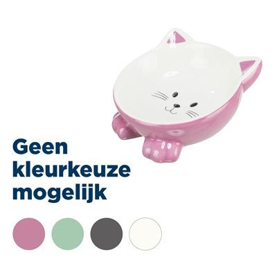Trixie Voerbak / Drinkbak Kattenkop Verhoogd Keramiek Assorti