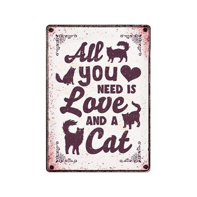 Plenty Gifts Waakbord Blik All You Need Is Love And A Cat