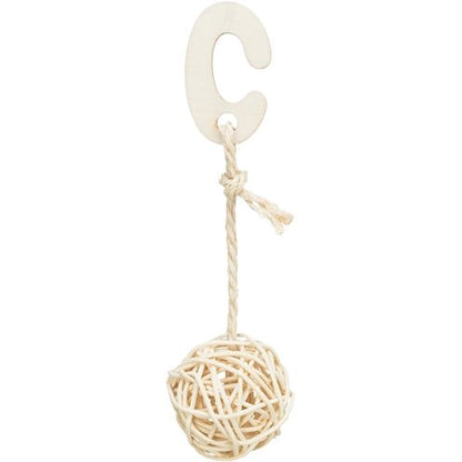 Trixie 3 Rotan Ballen Met Bel Aan Touw Naturel