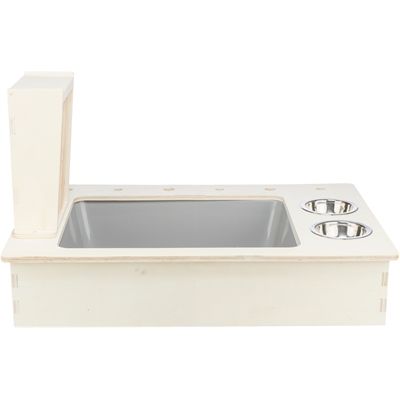 Trixie Voederstation Met Voerbak / Waterbak / Hooiruif Hout Naturel