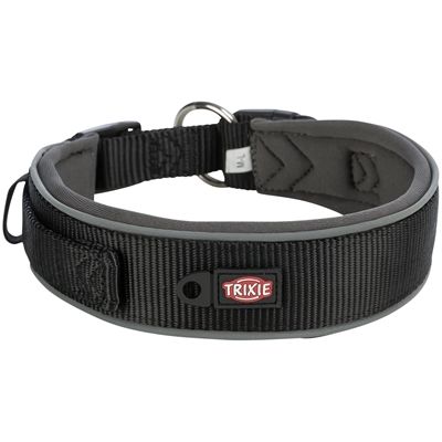 Trixie Premium Halsband Hond Extra Breed Zwart / Grafiet Grijs