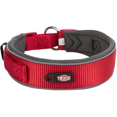 Trixie Premium Halsband Hond Extra Breed Rood / Grafiet Grijs
