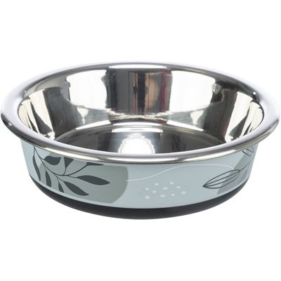 Trixie Voerbak Waterbak Plat Rvs / Kunststof / Rubber Blauw / Grijs