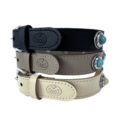 Sazzz Halsband Hond Adventure Stone Classic Leer Taupe