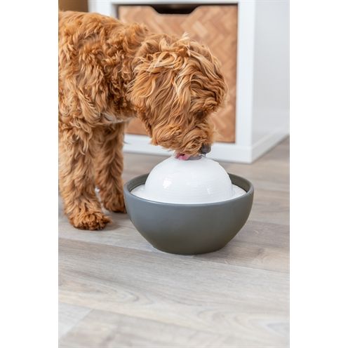 Trixie Vital Dome Drinkfontein Keramiek Grijs / Wit