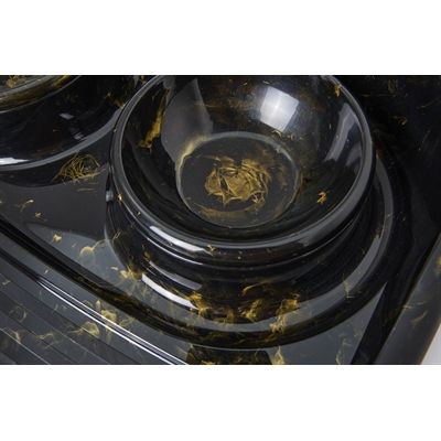 Savic Butler Voerbak En Drinkbak Met Plateau Marble Zwart / Goud