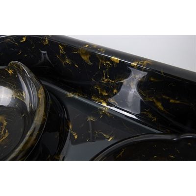 Savic Butler Voerbak En Drinkbak Met Plateau Marble Zwart / Goud